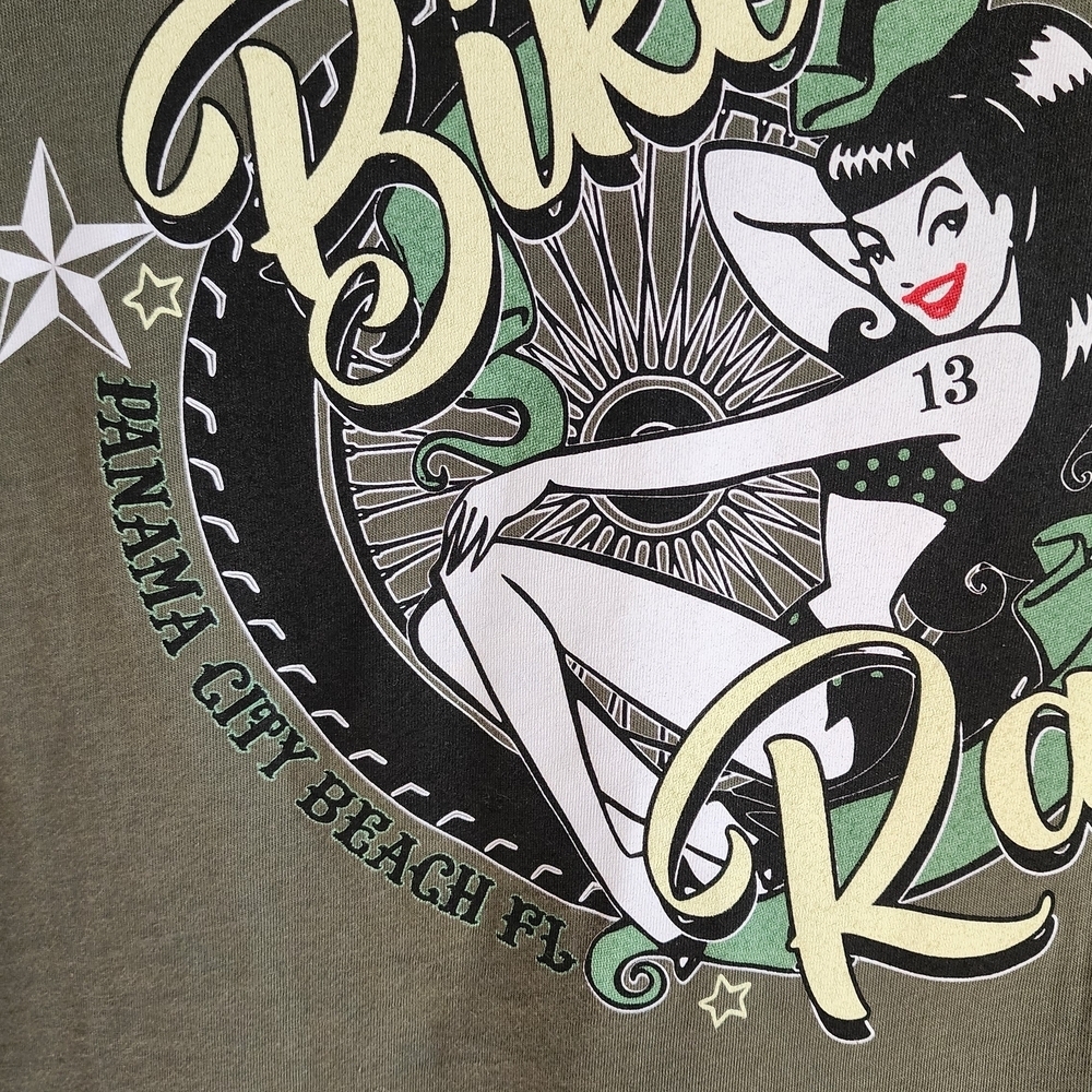 Green Graphic Tee with Bike Rack Design - Picture 2 of 4